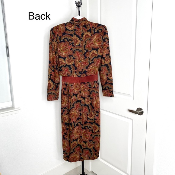 VTG Union Made Paisley Dress w/Suede Trim B1 - Picture 7 of 16